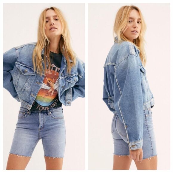 We The Free Button Fly Blue Distressed Denim Cutoff Shorts Festival Conc… - Picture 2 of 14